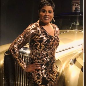 Black and Gold Evening Gown, Size 8